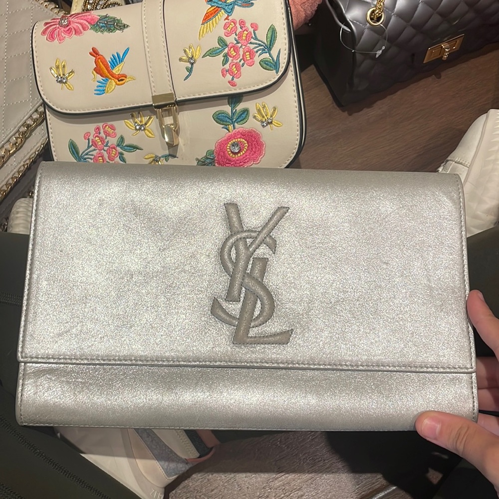 YSL silvery and glittery handle bag